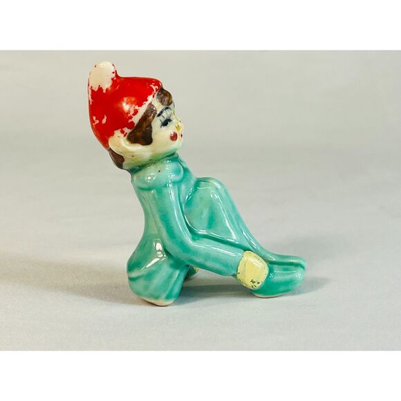 Vintage 1950s Ceramic Pixie Christmas Elf Sitting - Picture 3 of 8